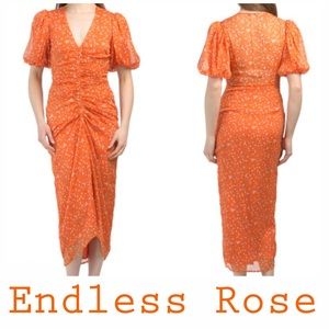 SOLD 🧡💛 puff sleeve midi dress 💛🧡